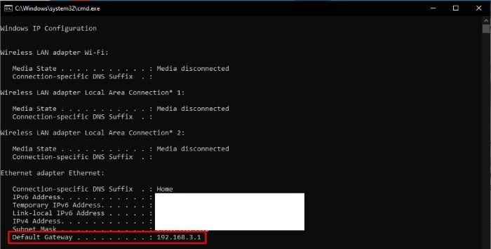 Địa chỉ Default Gateway