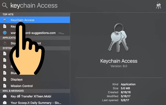 Mở Keychain trên Macbook