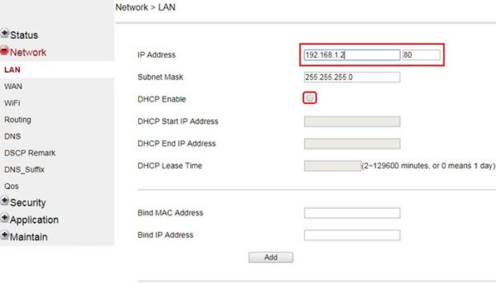 Thay đổi địa chỉ IP modem và tắt chức năng DHCP