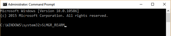 Nhập lệnh SLMGR REARM 